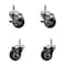 Service Caster 3'' Black Poly Wheel Swivel 7/16'' Grip Ring Stem Caster Set 2 Brakes, 4PK SCC-GR20S314-PPUB-BLK-TLB-716138-2S2 - alternate 1